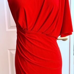 Vince Camuto Red One-Shoulder Ruched Waist Dress
